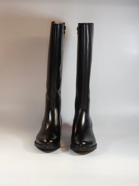KAMMI - STIVALE CAVALLERIZZO IN PELLE NERA CON ELASTICO DIETRO CON TACCO 3 CM 2714