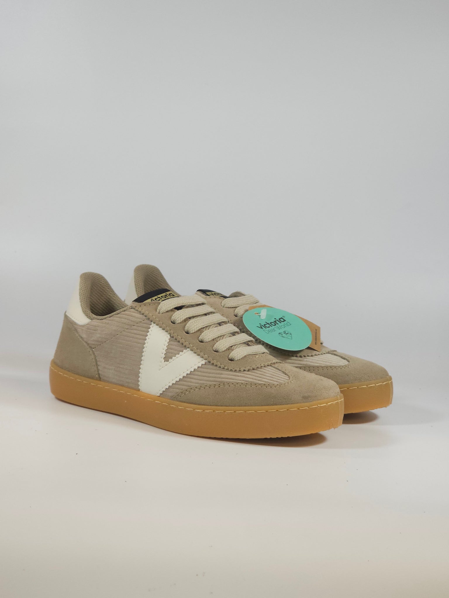 VICTORIA - SCARPA SNEAKERS IN PELLE E TESSUTO GRIGIO TAUPE PER DONNA 126220