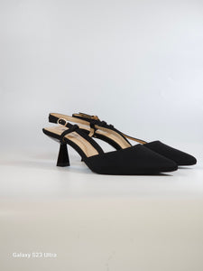 dalzoppo.it - SCARPA SLINGBACK IN RASO NERO CON TACCO DI 6 CM 95-99