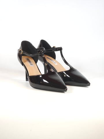 dalzoppo.it - SCARPA TANGHERA CON CINTURINO A T IN VERNICE NERA CON TACCO 7 CM PER DONNA MBA175
