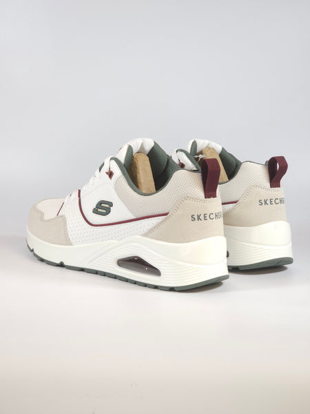 SKECHERS - SCARPA DA GINNASTICA BIANCA CON DETTAGLI VERDI E BORDEAUX IN SIMILPELLE CON AIR PER UOMO 183020