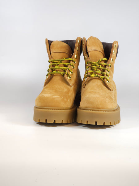 KAMMI - POLACCO GIALLONE IN PELLE NABUK COLOR SENAPE CON PLATFORM 4 CM PER DONNA ART. 40