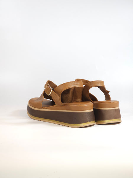 KAMMI - SANDALO PER DONNA IN PELLE CUOIO CON ZEPPA 5 CM 126230935