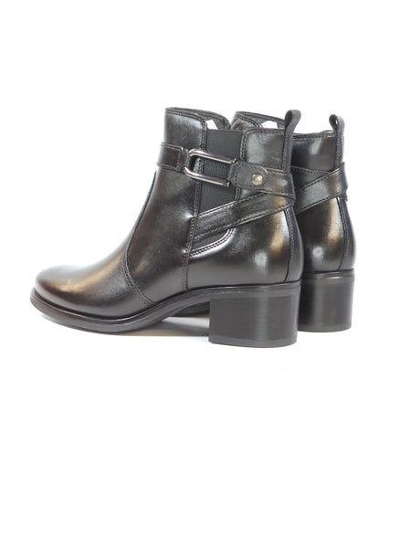 KAMMI - STIVALETTO IN PELLE NERA CON DETTAGLIO LATERALE ANTRACITE CON TACCO 5 CM 5151