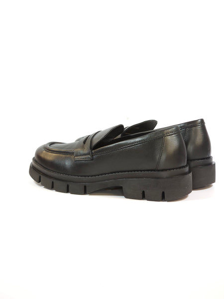 GRÜNLAND - MOCASSINO COLLEGE DONNA IN PELLE NERA MORBIDA CON PLATFORM SC4318