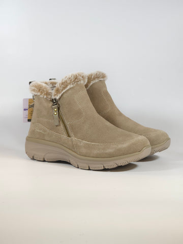 SKECHERS - STIVALETTO SPORTIVO TAUPE BEIGE CON ZIP ESTERNA E PELO CON MEMORY FOAM PER DONNA 167862
