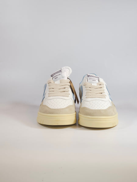 VICTORIA - SCARPA SNEAKERS IN PELLE BIANCA E AZZURRA PER DONNA 257136