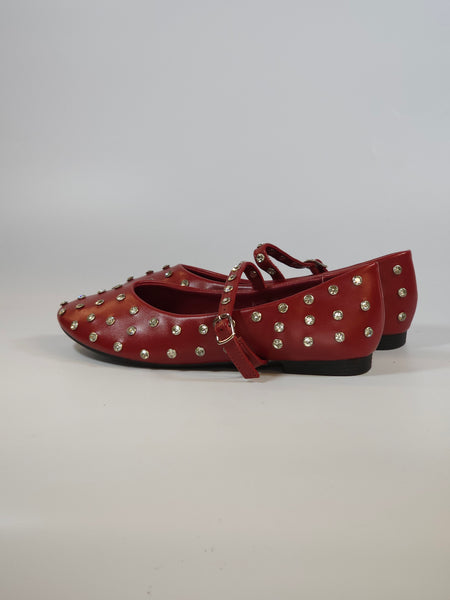 dalzoppo.it - BALLERINA BORDEAUX CON STRASS E CINTURINO A-25