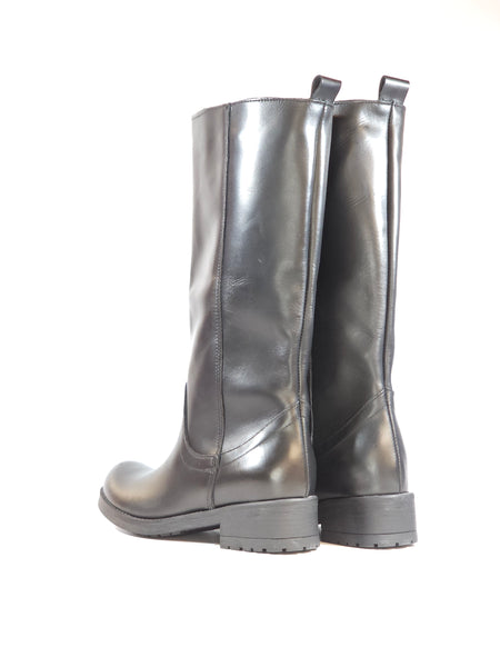 KAMMI - STIVALE BIKER ALTO LISCIO IN PELLE NERA PER DONNA ART. 1