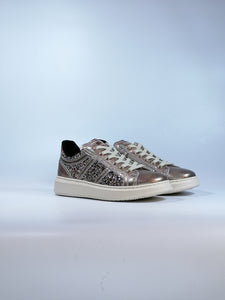 NERO GIARDINI - SCARPA SNEAKERS IN PELLE BRONZO BISCOTTO CON GLITTER PER DONNA I332731