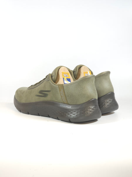 SKECHERS - SCARPA DA GINNASTICA VERDE OLIVA RESISTENTE SLIP INS SENZA UTILIZZARE LE MANI PER UOMO 216326