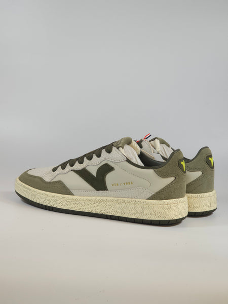 VICTORIA - SCARPA SNEAKERS IN PELLE GRIGIA E VERDE PER UOMO 806112