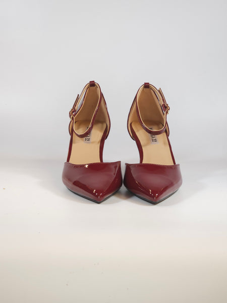 dalzoppo.it - SCARPA DÉCOLLETÉ CON CINTURINO IN VERNICE BORDEAUX CON TACCO 7 CM PER DONNA A9-09