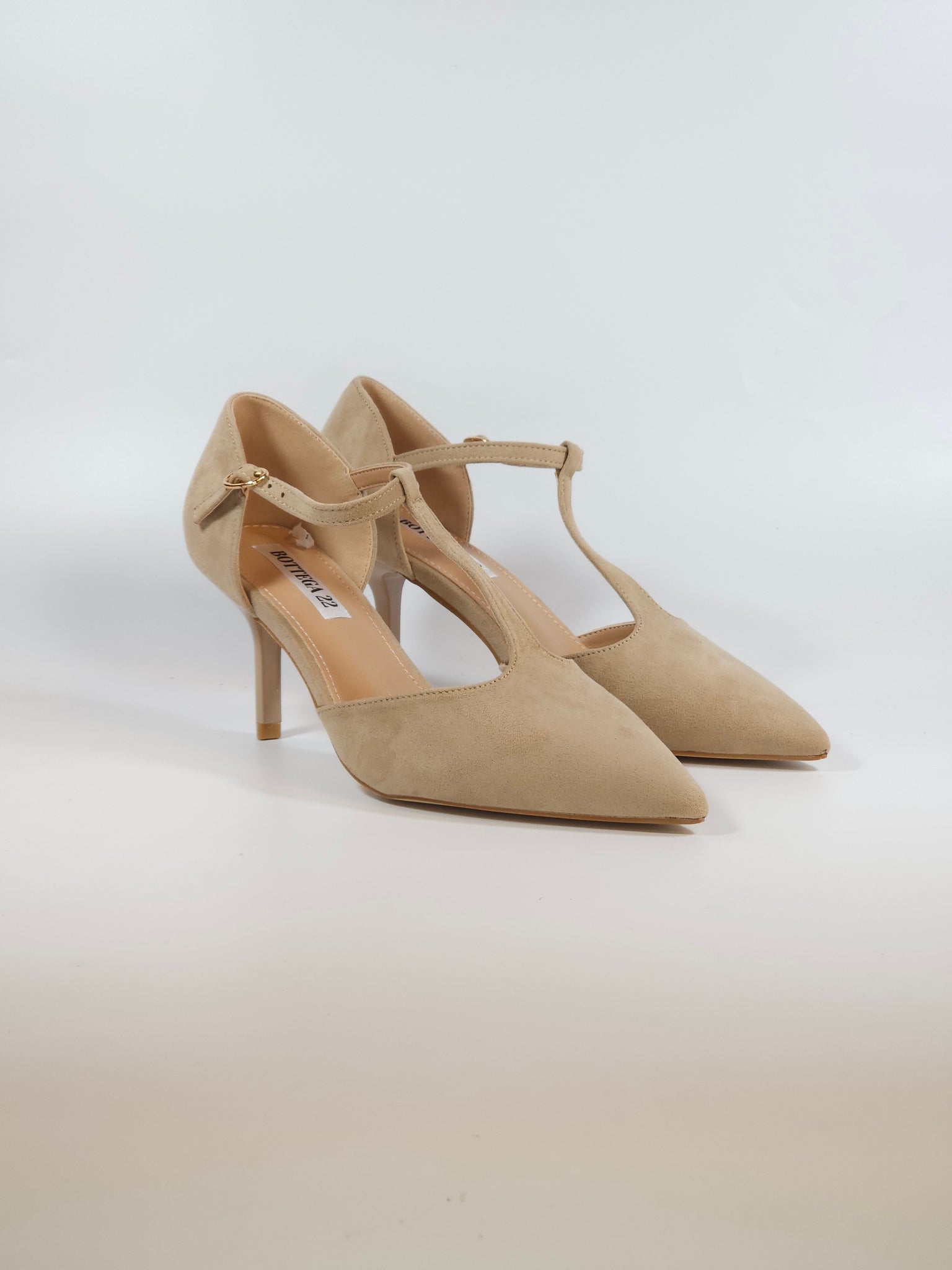 dalzoppo.it - SCARPA DECOLLETE CON CINTURINO A T DONNA BEIGE CON PUNTA E TACCO 7CM MBA173