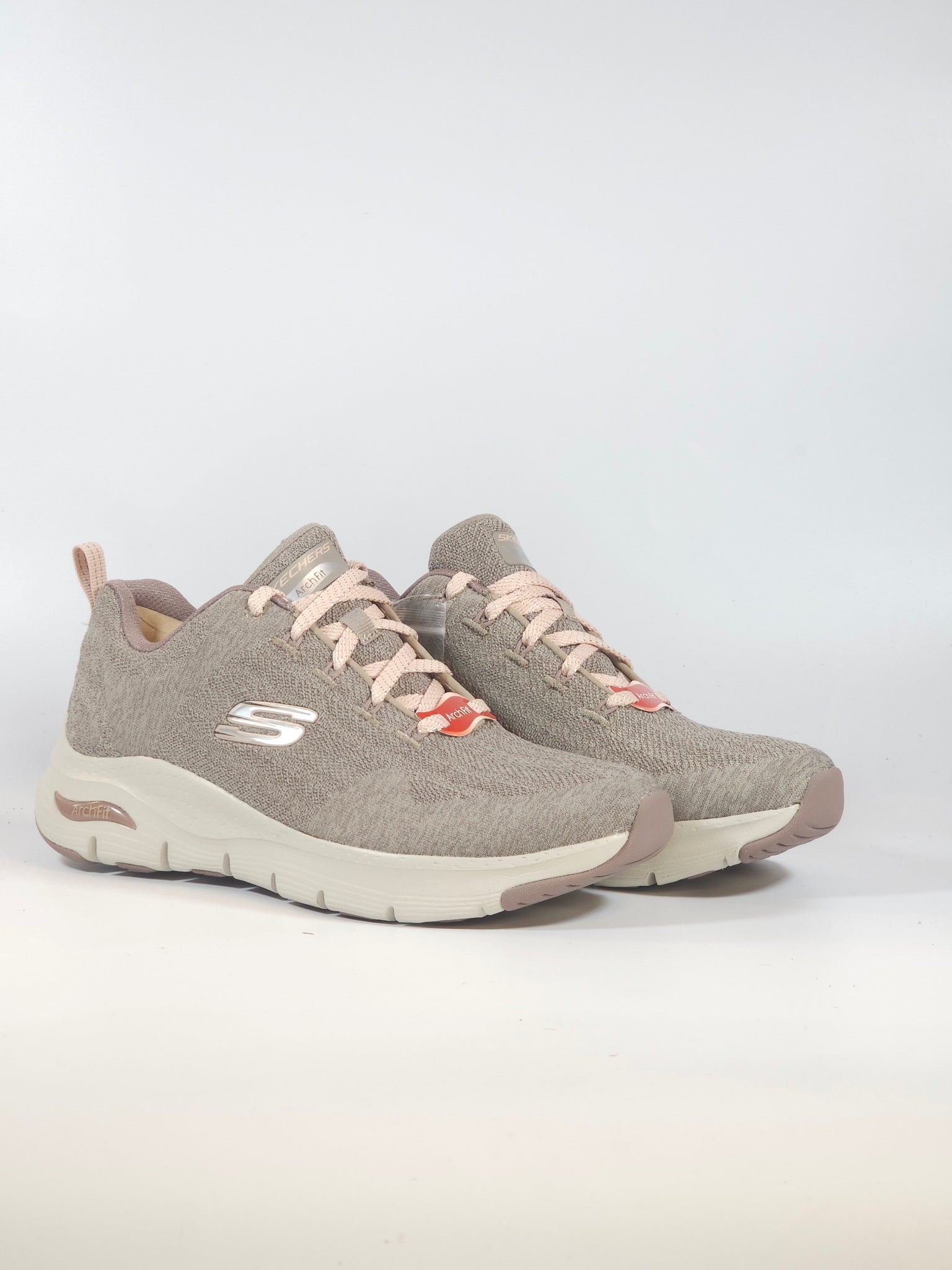 SKECHERS - SCARPA DA GINNASTICA PER DONNA ARCHFIT TAUPE BEIGE E ROSA 149414