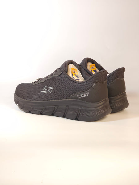 SKECHERS - SCARPA DA GINNASTICA NERO GRIGIO ANTRACITE  SLIP INS SENZA UTILIZZARE LE MANI PER UOMO 118113