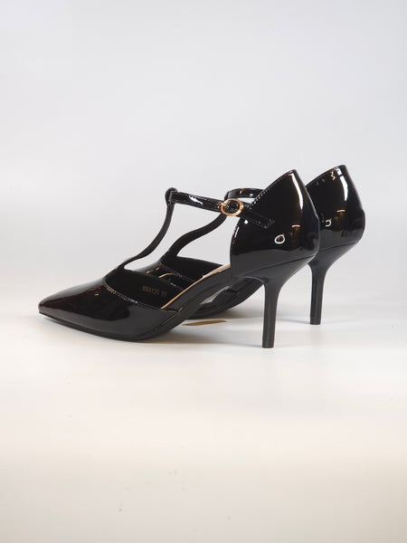 dalzoppo.it - SCARPA TANGHERA CON CINTURINO A T IN VERNICE NERA CON TACCO 7 CM PER DONNA MBA175