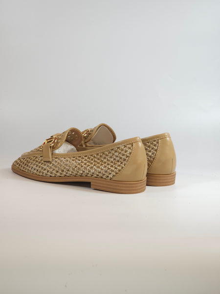 dalzoppo.it - MOCASSINO BEIGE IN RAFFIA NERO CON MORSETTO PER DONNA 2040
