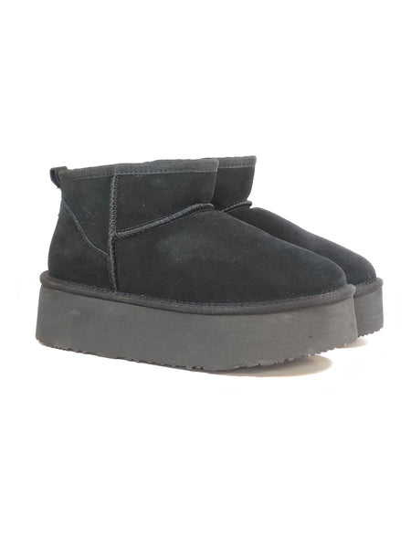 dalzoppo.it - STIVALETTO NERO IN PELLE SCAMOSCIATA CON PELO INTERNO E PLATFORM DI 4 CM PER DONNA 352