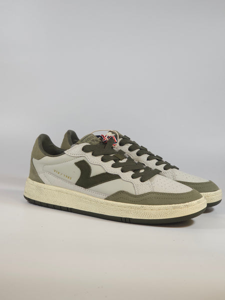 VICTORIA - SCARPA SNEAKERS IN PELLE GRIGIA E VERDE PER UOMO 806112