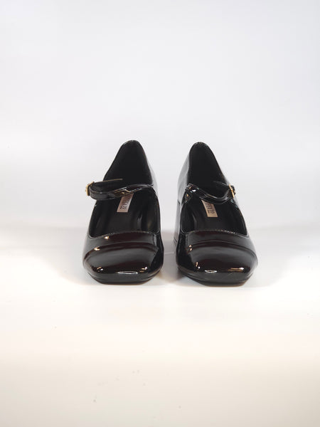 dalzoppo.it - SCARPA CON CINTURINO E PUNTA QUADRATA IN VERNICE NERA CON TACCO 5 CM PER DONNA A9-12