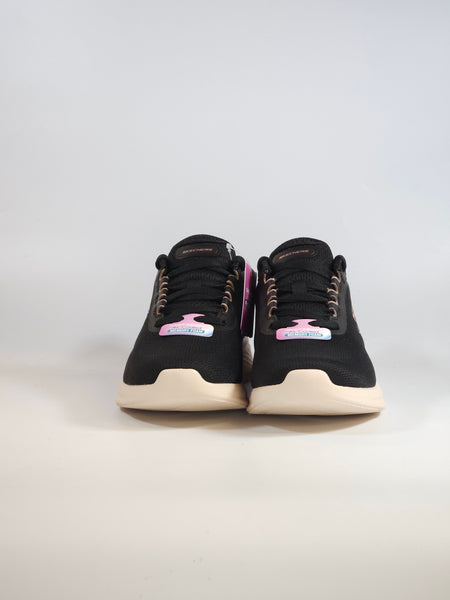 SKECHERS - SCARPA DA GINNASTICA NERA E GLITTER  ORO ROSA PER DONNA CON MEMORY FOAM 150629