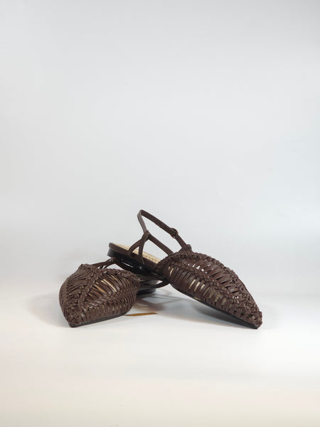 dalzoppo.it - SLINGBACK PER DONNA MARRONE INTRECCIATA IN SIMILPELLE M6200