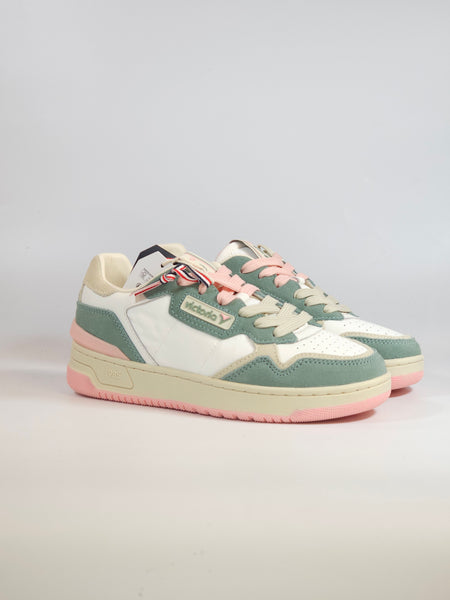 VICTORIA - SCARPA SNEAKERS IN PELLE BIANCA VERDE E ROSA JADE PER DONNA 800128