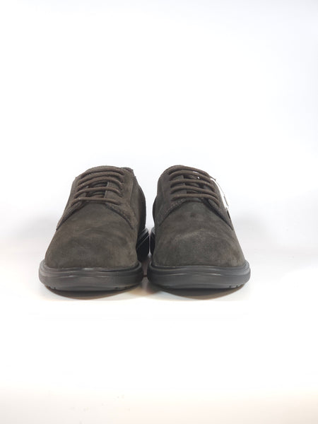 GEOX - SCARPA ALLACCIATA IN PELLE MORBIDA SCAMOSCIATA GRIGIA PER UOMO U16DCD