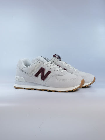 NEW BALANCE - SCARPA DA GINNASTICA 574 UOMO BIANCA GHIACCIO E BORDEAUX NOW