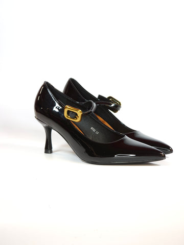 dalzoppo.it - SCARPA IN VERNICE NERA CON CINTURINO E TACCO 7 CM PER DONNA 85QG