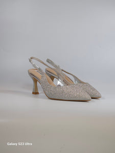 dalzoppo.it - SCARPA SLINGBACK IN GLITTER ARGENTO CON TACCO DI 7 CM 95-210