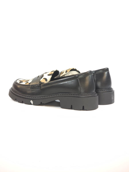 dalzoppo.it - MOCASSINO SPORTIVO NERO CON TOMAIA ANIMALIER LEOPARDATA HF1