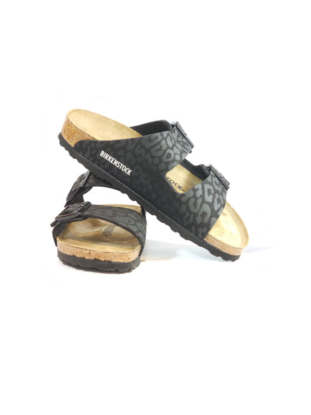 BIRKENSTOCK - CIABATTA ARIZONA NERA CON FANTASIA LEOPARDATA LEO BLACK CON PLANTARE