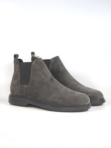 GEOX - STIVALETTO IN PELLE MORBIDA SCAMOSCIATA GRIGIA CON ELASTICI LATERALI PER UOMO U16DCC