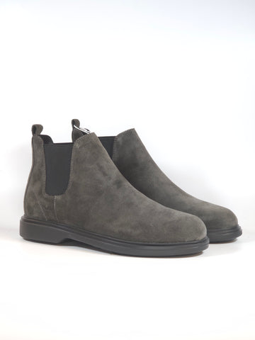 GEOX - STIVALETTO IN PELLE MORBIDA SCAMOSCIATA GRIGIA CON ELASTICI LATERALI PER UOMO U16DCC