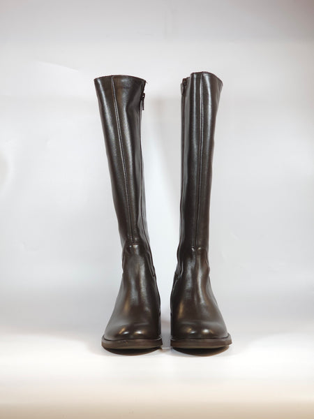 KAMMI - STIVALE "CAVALLERIZZO" IN PELLE MARRONE MORO CON TACCO 3 CM