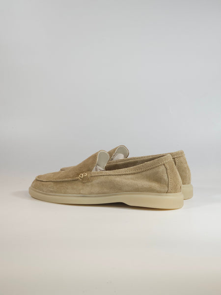 KAMMI - MOCASSINO LISCIO IN PELLE SCAMOSCIATA TAUPE GREIGE CON FONDO GHIACCIO PER DONNA ART. 18