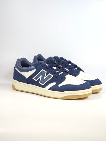 NEW BALANCE - SCARPA DA GINNASTICA 480 UNISEX IN PELLE BURRO E BLU SCAMOSCIATO LPC