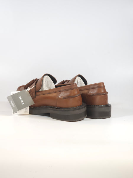 GEOX - MOCASSINO CUOIO MARRONE CON NAPPINE PER DONNA D46WTH