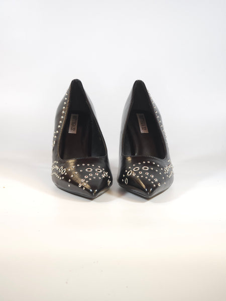 dalzoppo.it - SCARPA DÉCOLLETÉ NERO CON BORCHIE E CON TACCO 8 CM PER DONNA G12