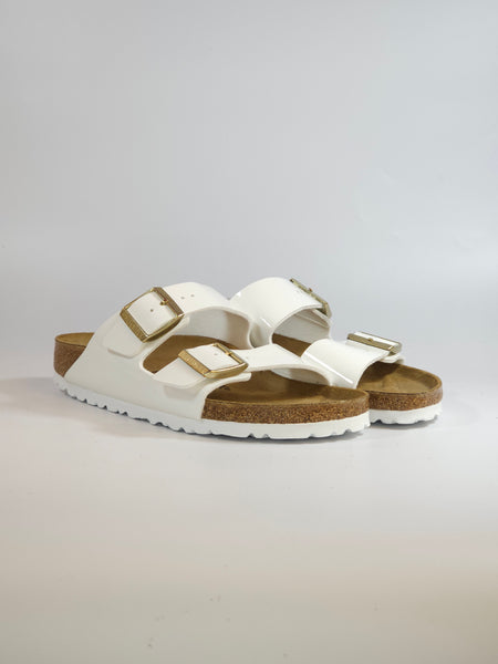 BIRKENSTOCK - CIABATTA ARIZONA PATENT WHITE BIANCA IN VERNICE CON PLANTARE