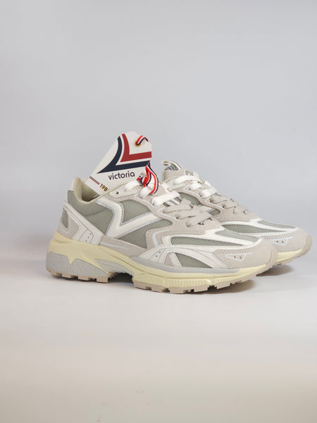 VICTORIA - SCARPA SNEAKERS IN PELLE E TESSUTO GRIGIA PER DONNA 809104