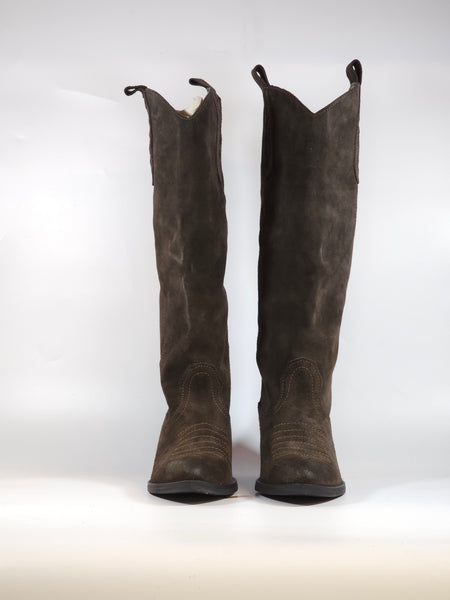 KAMMI VITA - STIVALE TEXANO TESTA DI MORO IN PELLE SCAMOSCIATA CON TACCO 5CM ART. 100