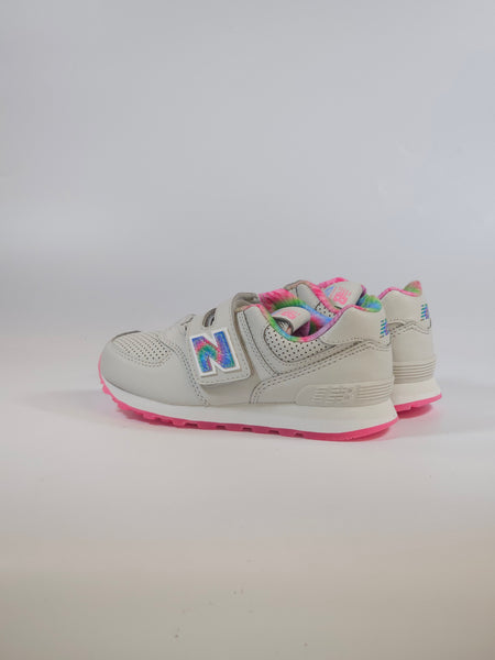 NEW BALANCE - SCARPA DA GINNASTICA 574 PRIMI PASSI BAMBINA GHIACCIO CON DETTAGLI MULTICOLOR KL
