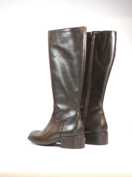 KAMMI - STIVALE "CAVALLERIZZO" IN PELLE MARRONE MORO CON TACCO 3 CM