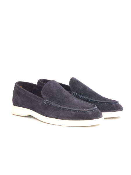 KAMMI - MOCASSINO LISCIO CON FONDO IN GOMMA BIANCA PER UOMO IN PELLE SCAMOSCIATA BLU 21 MADE IN ITALY