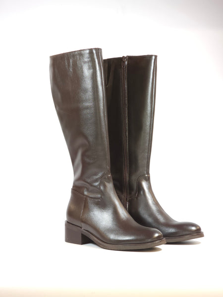 KAMMI - STIVALE "CAVALLERIZZO" IN PELLE MARRONE MORO CON TACCO 3 CM