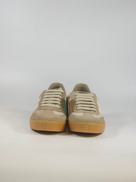 VICTORIA - SCARPA SNEAKERS IN PELLE E TESSUTO GRIGIO TAUPE PER DONNA 126220