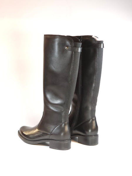 KAMMI - STIVALE CAVALLERIZZO IN PELLE NERA CON ELASTICO DIETRO CON TACCO 3 CM 2714